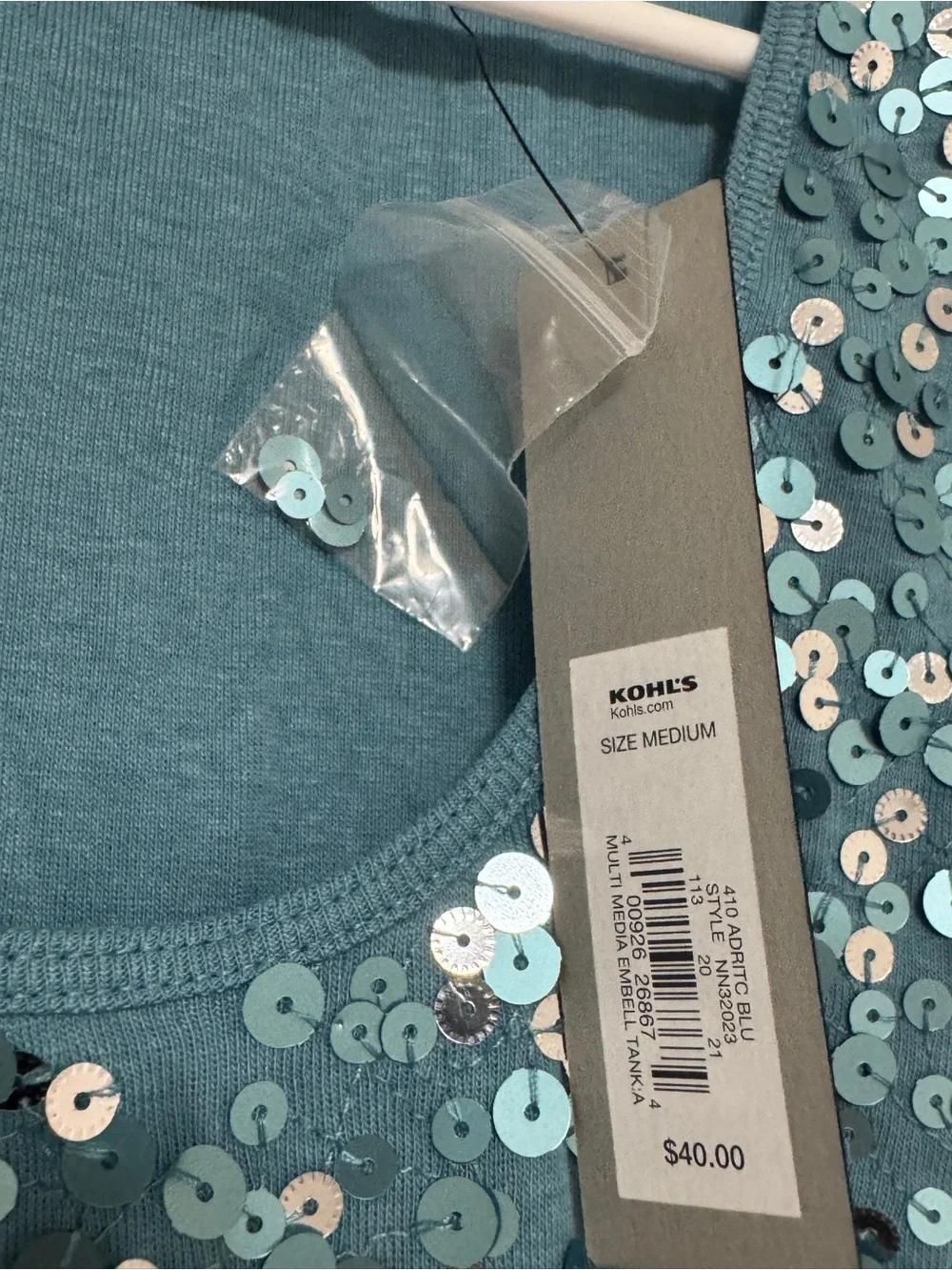 APT. 9‎ Women’s Blue Sequin Tank Top Sleeveless Scoop Neck Party Glitter size M